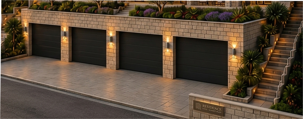 4 double garages at Almissum Terraces