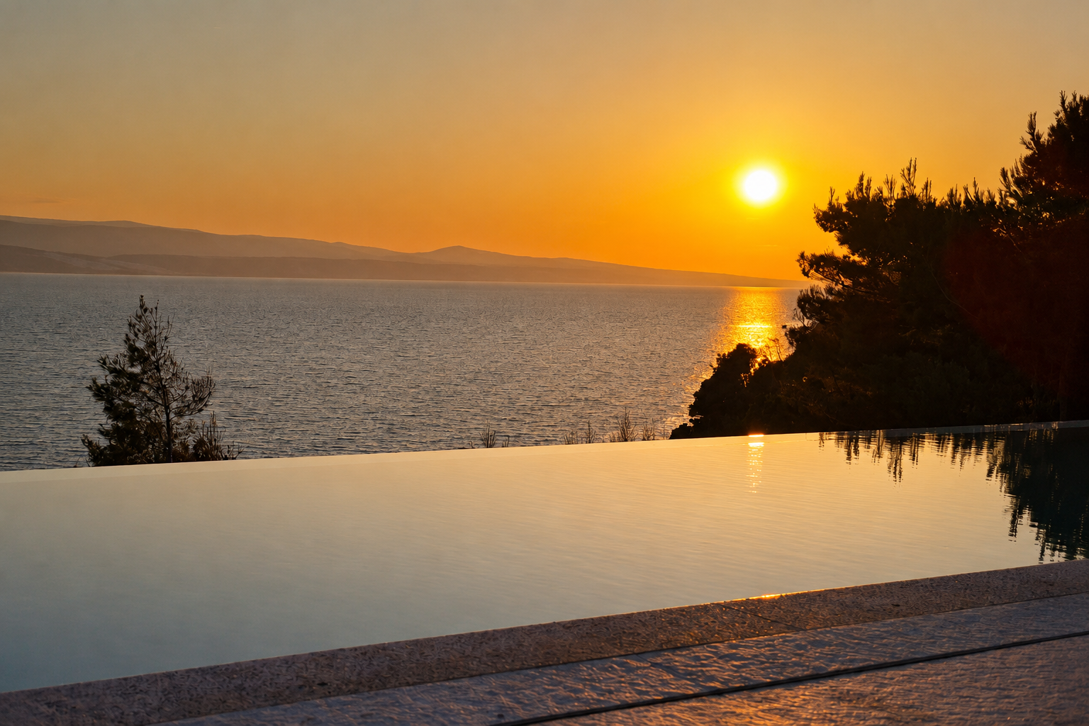 Dream Star sunset pool view